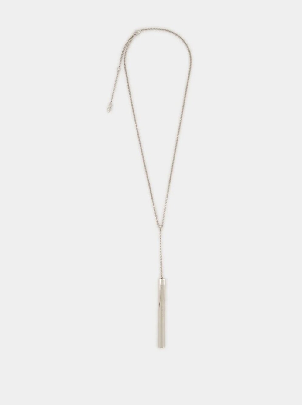 6784 - Alexander McQueen Tbar Drop Necklace Silver - New in Box